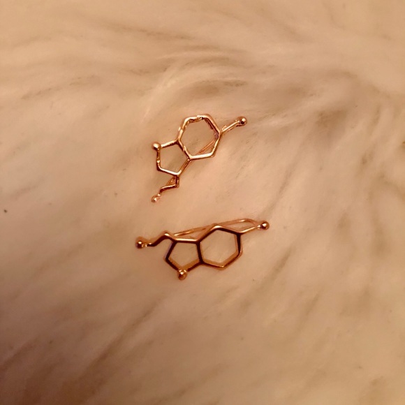 Serotonin Molecule Ear Climbers - Picture 4 of 6